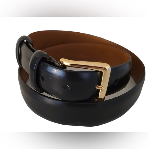 Cole Haan Other - Cole Haan Men’s Black Dress Belt Solid Brass Gold Tone Buckle Size 36